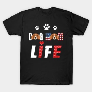 Beagles Mom Life Patriotic America 4Th Of July T-Shirt